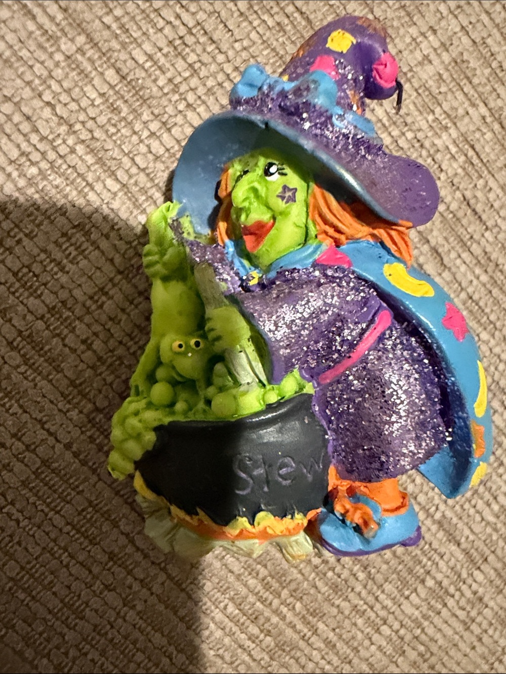 Purple Glitter Witch Figurine Toy - Kids Halloween Play Decoration